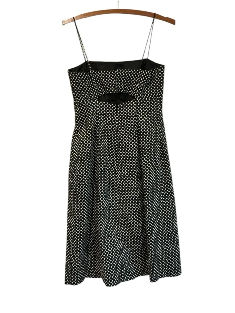Black & White Polka Dot A-Line Dress Spaghetti Strap Knee Length Size Small - Picture 3 of 8